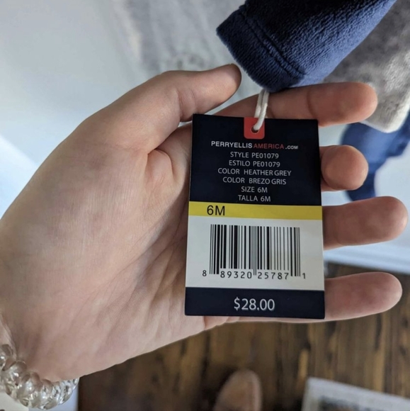 NWT 6M Perry Ellis Soft footie Pajamas set blue and gray - Picture 4 of 8